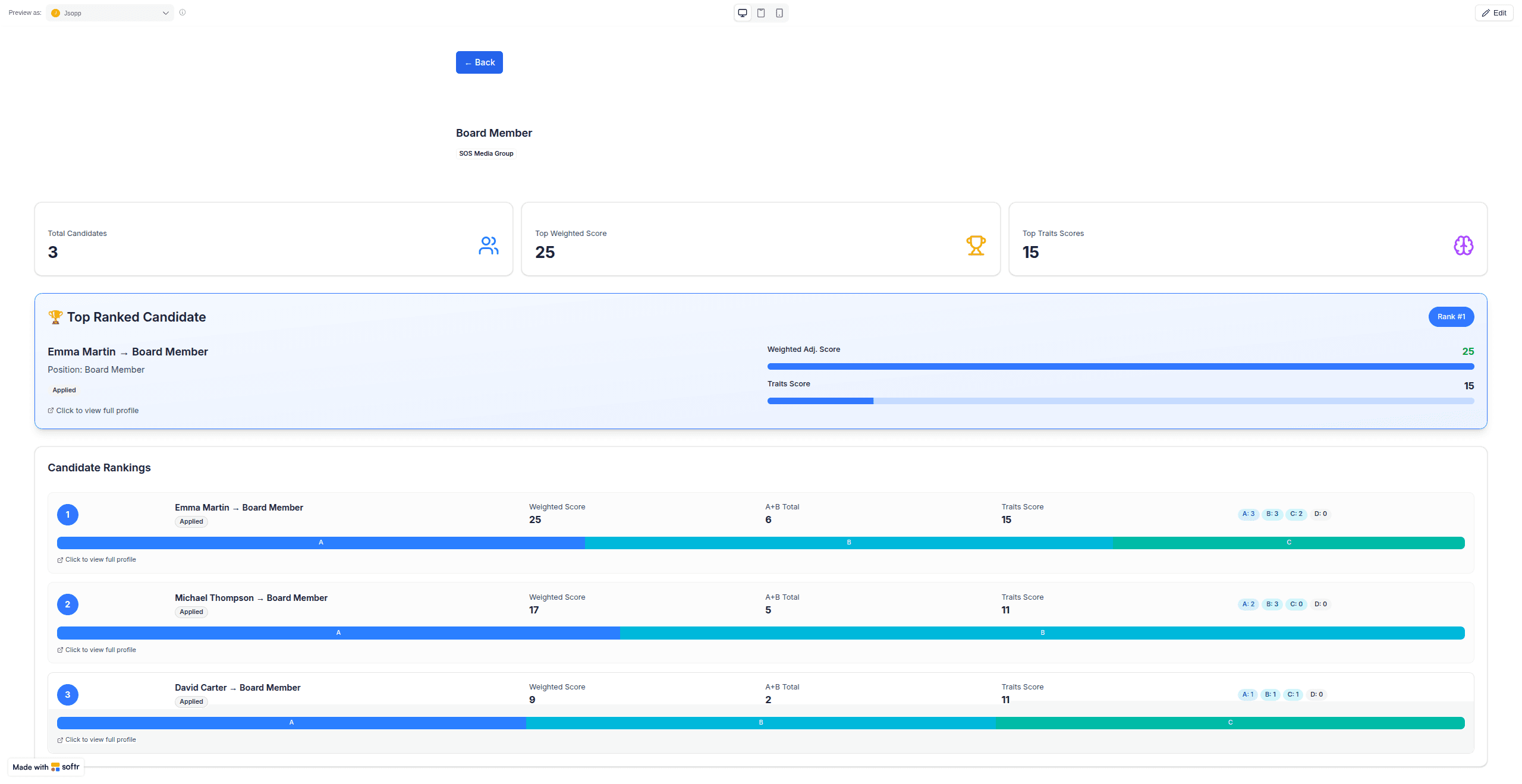 Softr Board Matrix portal — published and live at boardmatrixscore.com